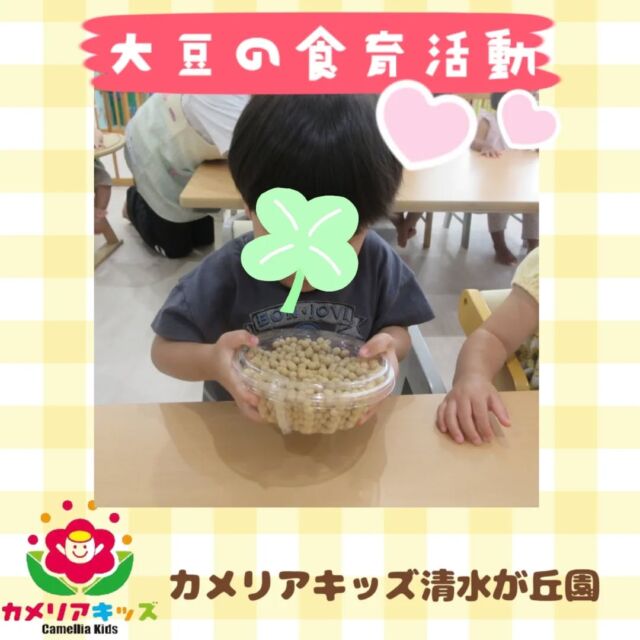 カメリアキッズ清水が丘園です✨先日、大豆の食育活動を行いました！お給食に出る豆腐がどのように出来るのか、実際に見たり匂いを嗅いでみたりしました。みんなとても興味津々でしたよ🎶随時説明会開催中です！ご連絡お待ちしております！他SNSも要チェック♪HP：カメリアキッズyoutube：🔎カメリアキッズほいくえ：🔎カメリアキッズTikTok：🔎@camellia_kids_hoikuen☆☆☆☆☆☆☆☆☆☆☆☆カメリアキッズ清水が丘園〒183-0015住所東京都府中市清水が丘3-24-3清水が丘三丁目店舗1F☎️電話番号　042-306-5659園児・保育士さん・調理さん◎◎◎募集中◎◎◎#ママライフ #ママリ #保育園#子育てママ#保育士#おもちゃ#ママスタグラム#2歳児#働くママ#幼児食#1歳児#0歳児#保育#府中市#保育士の卵#企業主導型保育園#保育学生#小規模保育園#園児募集#保育士試験#保育士募集#認可外保育園#保育学生#多磨霊園#保育園探し#保育士求人#カメリアキッズ#東京都保育園#府中市保育園#多磨霊園保育園