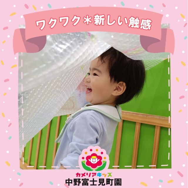 室内で、ぷちぷち梱包材と新聞紙を使った感触あそびを行いました✨子どもたちは、手で触れた瞬間に広がる “パチパチ”“カサカサ” の音に夢中。素材が変わるたびに表情も変わり、驚きや嬉しさがそのまま顔にあふれていました😊新聞紙は破ったり丸めたり、思い思いの形をつくりながら想像の世界へ。ぷちぷちでは、上にかけたシートの下にもぐってみたり、光が透ける様子を楽しんだり…五感を使った遊びの中で、興味や発見がどんどん膨らんでいきます🌈自由に触れて試してみる時間は、子どもたちにとって大切な学びのひとつ。小さな手で生まれる大きな発見を、これからも大切にしていきたいと思います💛随時説明会開催中です！ご連絡お待ちしております🌈他SNSも要チェック♪HP：カメリアキッズyoutube：🔎カメリアキッズほいくえ：🔎カメリアキッズ☆☆☆☆☆☆☆☆☆☆☆☆カメリアキッズ中野富士見町園〒166-0012東京都杉並区和田1-17-6小松本店ビル1F☎️03-6304-8535園児・保育士さん・調理さん◎◎◎募集中◎◎◎☆☆☆☆☆☆☆☆☆☆☆☆