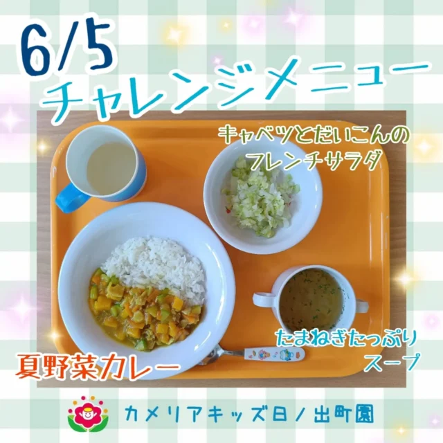 こんにちは♪カメリアキッズ日ノ出町園です🌱6/5チャレンジメニュー✨️ズッキーニやかぼちゃの入ったおいしい夏野菜のカレー🍛ズッキーニはあまり食べたことないかな？お野菜もカレーに入れると食べやすいですね😋.*｡ﾟ♬*゜ﾟ.*･｡ﾟ♬*゜ﾟ.*･｡ﾟ♬*.*･｡ﾟ♬*随時説明会開催中です✨️ご連絡お待ちしております🌈他SNSも要チェック♪Instagram：@itg_camellia_kidsTwitter：camellia_kidsyoutube：🔎カメリアキッズほいくえ：🔎カメリアキッズTikTok:🔎@camellia_kids_hoikuen⁡⁡☆☆☆☆☆☆☆☆☆☆☆☆🚩カメリアキッズ 日ノ出町園🚩〒231-0066神奈川県横浜市中区日ノ出町1-200日ノ出サクアス201☎️045-334-8529園児・保育士さん・調理さん**◎◎◎募集中**◎◎◎*⁡#カメリアキッズ#神奈川県#中区保育園#認可外保育園#保活